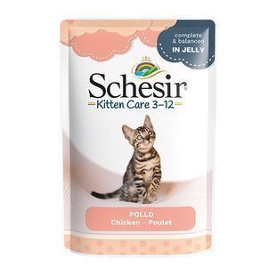 Schesir Kitten Care Chicken Шезір Вологий корм з філе курки в желе для кошенят, 85 г