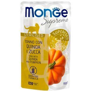 MONGE CAT WET Sterilised Вологий корм з тунцем, кіноа та гарбузом для стерілізованих котів, 80 гр