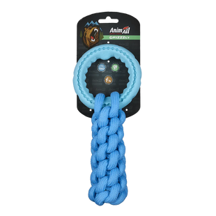 AnimAll GrizZzly Игрушка Кроссфит канат с кольцом для собак, цвет синий, 24х10х6 см