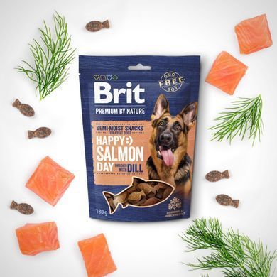 Brit Premium Semi-moist Snacks Salmon with Dill Лакомство полувлажное с лососем и укропом для собак, 180 г