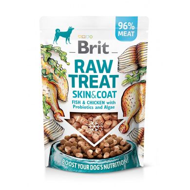 Brit Raw Treat freeze-dried Skin and Coat Лакомство для собак с рыбой и курицей для кожи и шерсти