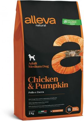 Alleva Natural Adult Chicken&Pumpkin Medium Полнорационный корм с курицей и тыквой для взрослых собак средних пород 2 кг