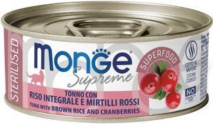MONGE CAT WET Adult Вологий корм з тунцем та журавлиною для дорослих котів, 80 г