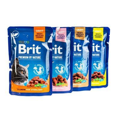 Brit Premium Sterilised Plate Набор влажных кормов для стерилизованных кошек, 12 шт х 100 г