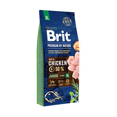 Brit Premium by Nature Junior XL - Сухой корм с курицей для щенков и молодых собак (1-30 месяцев) гигантских пород, 15 кг