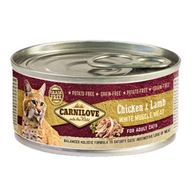 Carnilove Chicken & Lamb for Adult Cats - Влажный корм с мясом курицы и ягненка для взрослых кошек, 100 г