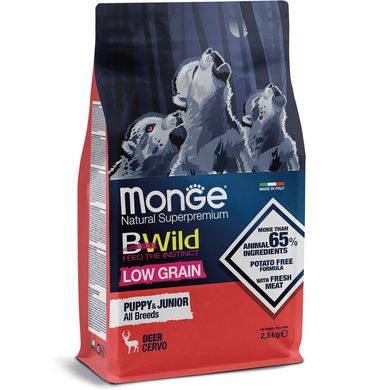 Monge Dog Вwild Low Grain Puppy Junior Deer Сухой корм для щенков и юниоров с олениной, 2,5 кг