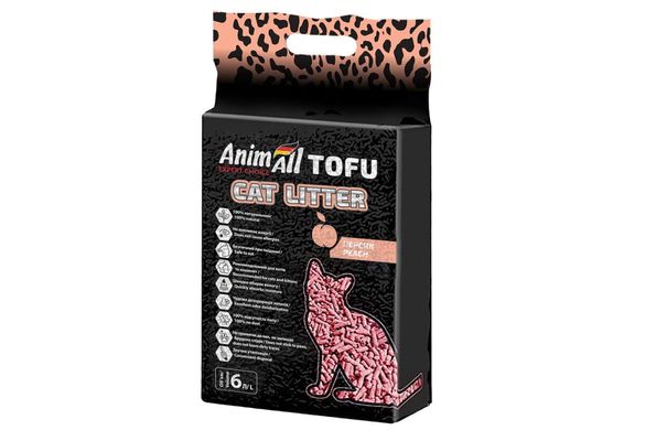 AnimAll Tofu Peach  Гранулированный наполнитель из соевых волокон с ароматом персика для кошачьих туалетов, 6 л (2,6 кг)