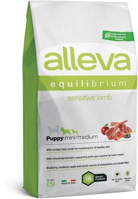 Alleva Equilibrium Sensitive Lamb Puppy Mini/Medium Полнорационный корм с ягненком для щенков а также беременных и лактирующих собак мелких и средних пород с чувствительным пищеварением 2 кг