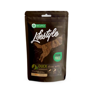 Nature's Protection Lifestyle snack for dogs soft duck dices with seaweed Лакомство-ломтики утки с морской капустой для собак, 75 г