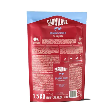 Carnilove Active Adult Salmon & Turkey Сухой корм с лососем и индейкой для собак, 1,5 кг