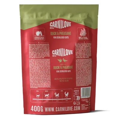 Carnilove Active Duck & Pheasant Sterilised Сухий корм з качкою та фазаном для стерилізованих котів, 400 г