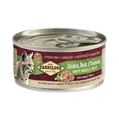 Carnilove Chicken, Duck & Pheasant for Adult Cats - Вологий корм з м'ясом курки, качки та фазана для дорослих кішок, 100 г