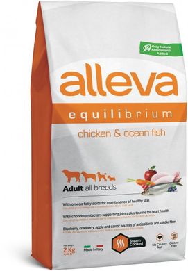 Alleva Equilibrium Sensitive Adult Chicken&Ocean Fish All Breeds Полнорационный корм с курицей и океанической рыбой для взрослых собак всех пород 2 кг