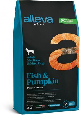 Alleva Natural Adult Fish&Pumpkin Medium/Max Полнорационный корм с рыбой и тыквой для взрослых собак крупных и средних пород 2 кг