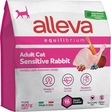 Alleva Equilibrium Sensitive Rabbit Adult Cat Полнорационный корм с кроликом для взрослых кошек с чувствительным пищеварением 400 г