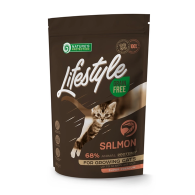Nature's Protection Lifestyle Grain Free Kitten Сухой беззерновой корм с лососем для котят, 400 г