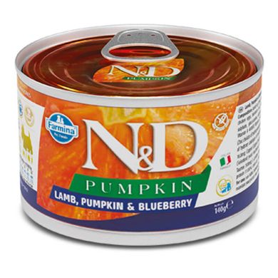 Farmina N&D Grain Free Pumpkin Lamb Adult Mini - Консерви для дорослих собак дрібних порід з гарбузом ягням і чорницею, 140 г