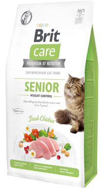 Brit Care Cat Grain-Free Senior Weight Control - Сухой беззерновой корм с курицей для стерилизованных котов старше 7 лет, 400 г