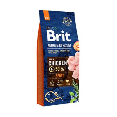 Brit Premium by Nature Sport - Сухой корм с курицей для собак всех пород с высокими затратами энергии, 3 кг