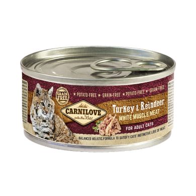 Carnilove Turkey & Reindeer for Adult Cats - Влажный корм с мясом индейки и северного оленя для взрослых кошек, 100 г