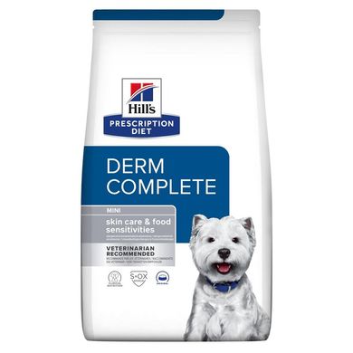 Hill's Prescription Diet Canine Derm Complete Mini Сухой корм для собак мини пород при пищевой аллергии и атопическом дерматите с яйцом и рисом