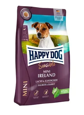 Happy Dog Mini Irеland - Сухий корм з лососем та кроликом для дорослих собак дрібних порід для нормалізації ліньки, 300 г