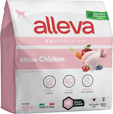 Alleva Equilibrium Chicken Kitten Повнораціонний корм з куркою для кошенят, вагітних і лактуючих кішок 400 г