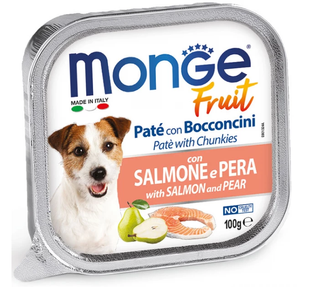 Monge Dog Fruit - Вологий корм з лососем та грушею, 100 г