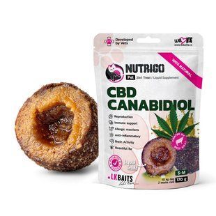 LK Baits Pet Nutrigo CBD S-M Функціональні ласощі з конопляною олією (&Oslash; 20 мм) для собак середніх порід, 170 г