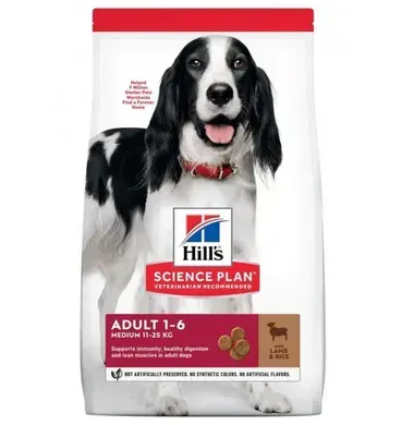 Hill's Science Plan Canine Adult Medium Breed Сухий корм з ягням та рисом для дорослих собак середніх порід, 14 кг