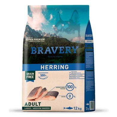 BRAVERY Herring Large/Medium Adult Сухий корм з оселедцем для собак cередніх та великих порід, 12 кг