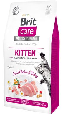 Brit Care Cat Grain-Free Kitten HGrowth & Development - Сухий беззерновий корм з куркою та індичкою для кошенят, 400 г