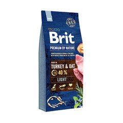 Brit Premium by Nature Light - Сухий корм з індичкою та вівсом для собак усіх порід із зайвою вагою, 15 кг