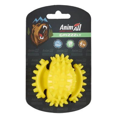 AnimAll GrizZzly Іграшка Мультимʼяч з пищалкою для собак, колір жовтий, S 7,5 см