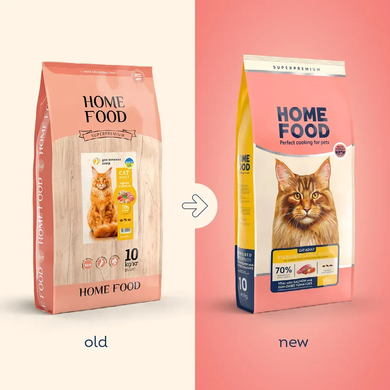 Home Food Cat Adult Сухой корм для кастрированных/стерилизованных кошек телятина с лососем и вялеными томатами, 10 кг