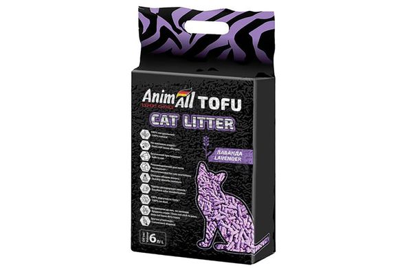 AnimAll Tofu Lavender Гранулированный наполнитель из соевых волокон с ароматом лаванды для кошачьих туалетов, 6 л (2,6 кг)