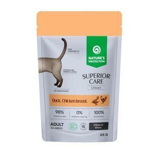 Nature's Protection Superior Care Urinary Grain Free Adult Cats with Duck, Chicken Breast and Cranberries Влажный корм с уткой, курицей и клюквой для поддержки мочевыделительной системы кошек, 85 г
