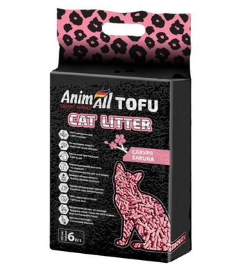 AnimAll Tofu Sakura Гранулированный наполнитель из соевых волокон с ароматом сакуры для кошачьих туалетов, 6 л (2,6 кг)