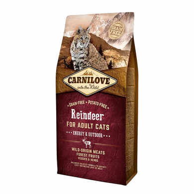 Carnilove Reindeer Energy&Outdoor - Сухой корм с мясом северного оленя и дикого кабана для активных кошек, 400 г