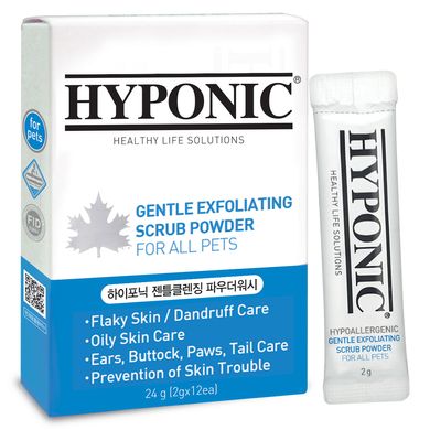 Hyponic Gentle Exfoliating Scrub Powder Нежный отшелушивающий скраб-порошок для собак и кошек 2 г*12 шт