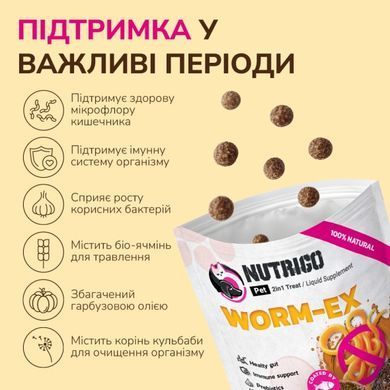 LK Baits Pet Nutrigo Worm-Ex Mini Функциональное лакомство с растительным комплексом для кишечника (&Oslash; 15 мм) для собак мелких пород, 75 г