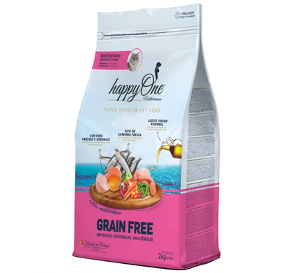 happyOne Mediterraneum Sterilized Cat Fresh Sardine Сухой корм со свежей сардиной для стерилизованных кошек, 2 кг