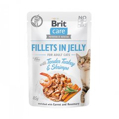 Brit Care Cat Pouch Tender Turkey & Shrimps in Jelly - Вологий корм з ніжною індичкою та креветками в желі для котів, 85 г