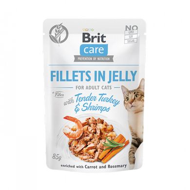 Brit Care Cat Pouch Tender Turkey & Shrimps in Jelly - Вологий корм з ніжною індичкою та креветками в желі для котів, 85 г