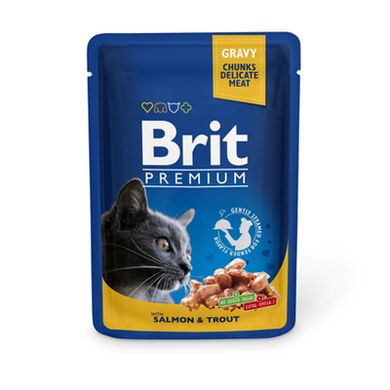 Brit Premium with Salmon & Trout - Консерва с лососем и форелью для взрослых кошек, 100 г