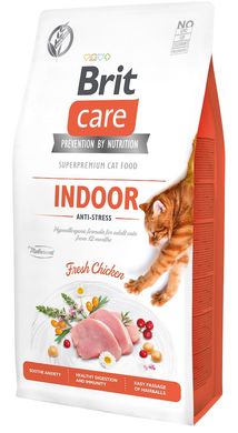 Brit Care Cat Grain-Free Indoor Anti-stress - Сухий беззерновий корм с курицей для взрослых кошек, 400 г