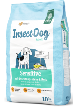 Green Petfood InsectDog Sensitive - Сухой корм для собак с протеинами насекомых и рисом для взрослых собак, 10 кг