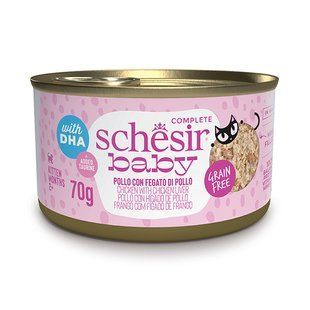 Schesir Baby Chicken With Chicken Liver Шезір Вологий корм курка з курячою печінкою в бульйоні для кошенят, 70 г