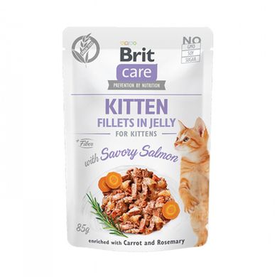 Brit Care Cat Pouch Kitten Savory Salmon in Jelly - Влажный корм c пикантным лососем в желе для котят, 85 г